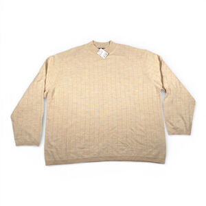 Vintage J Ferrar Sweater Adult 2XL XXL Brown Merino Wool Deadstock Tags 90s